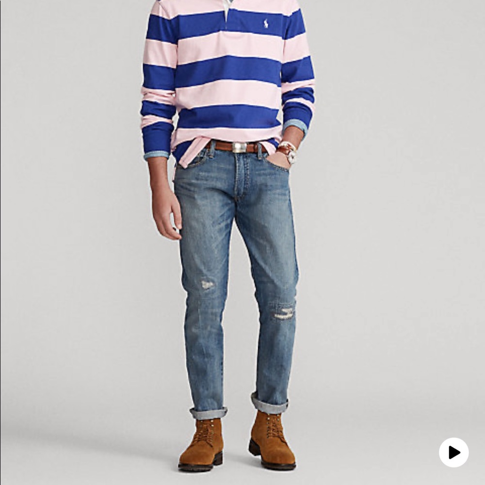 Polo Varick Slim Straight Distressed Jeans 36/32